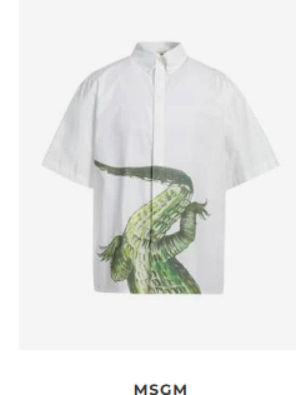 MSGM Crocodile Print Organic Cotton Shirt White Neck 16 NWT Made in Italy